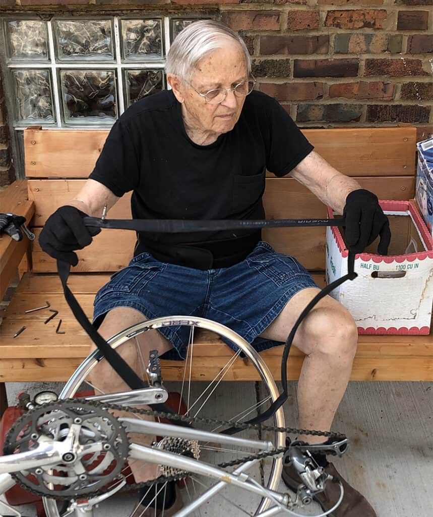 Man fixing bike